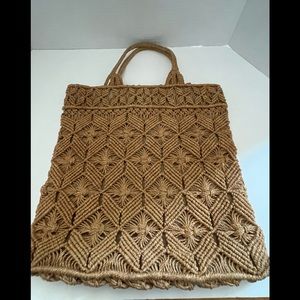 Tote made with Jute handcrafted with linen lining purse bag
